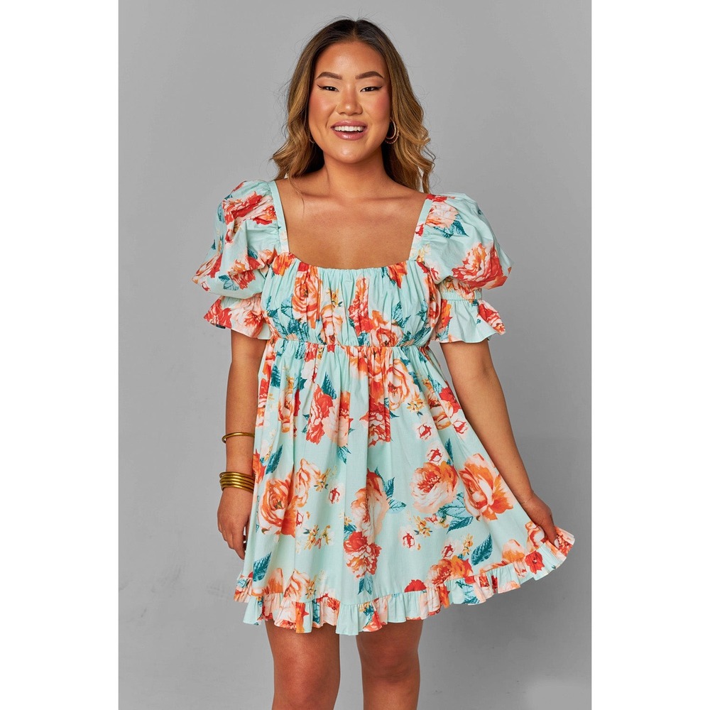 Buddy Love Floral Valentina Sussex mini dress Puff Sleeve Cottagecore Size M